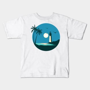 beach lighthouse silhouette Kids T-Shirt